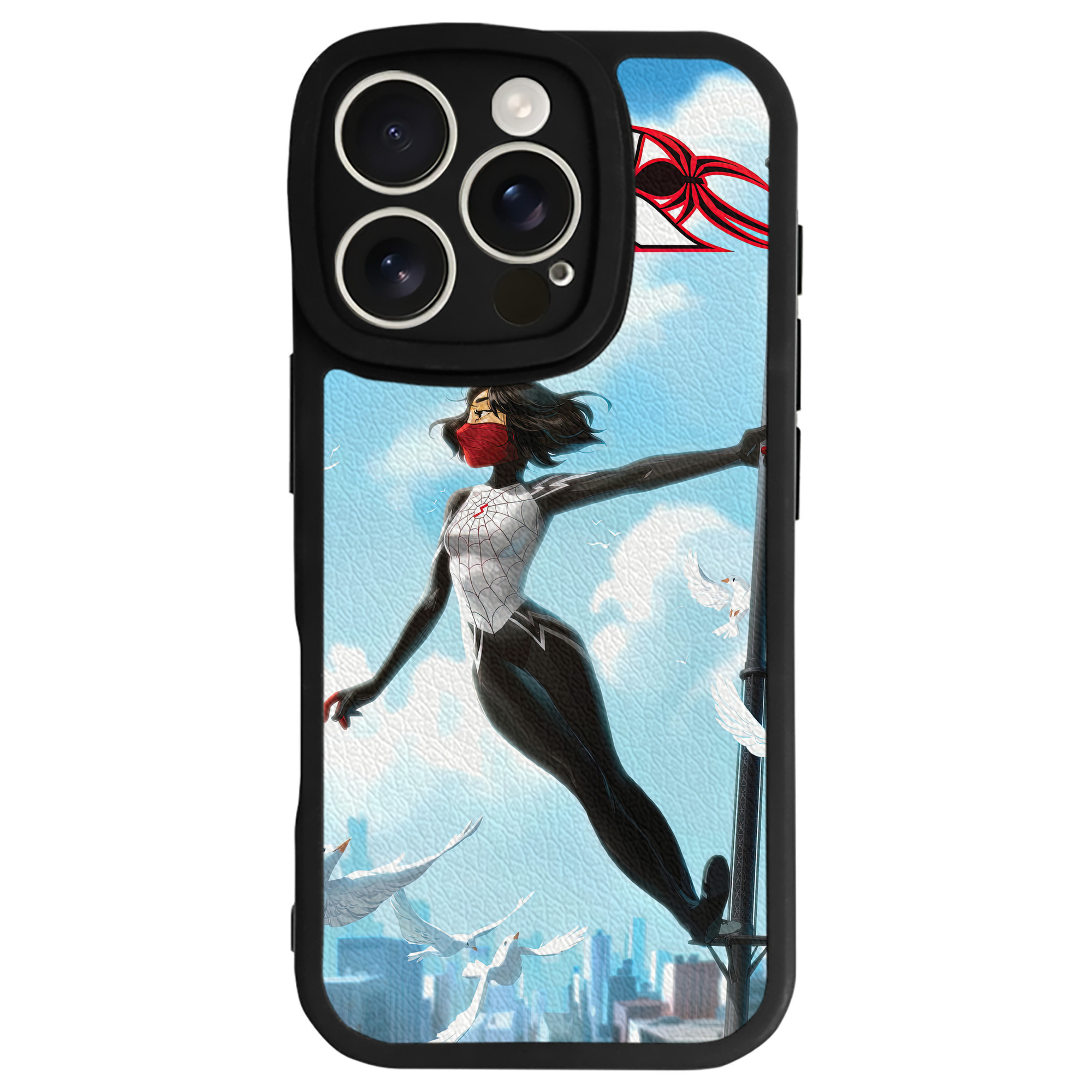 （画像用） Spider Man スパイダーマン 【iPhone 16シリーズ対応】シリコンスマホケース（レザー調） 材質：シリコン